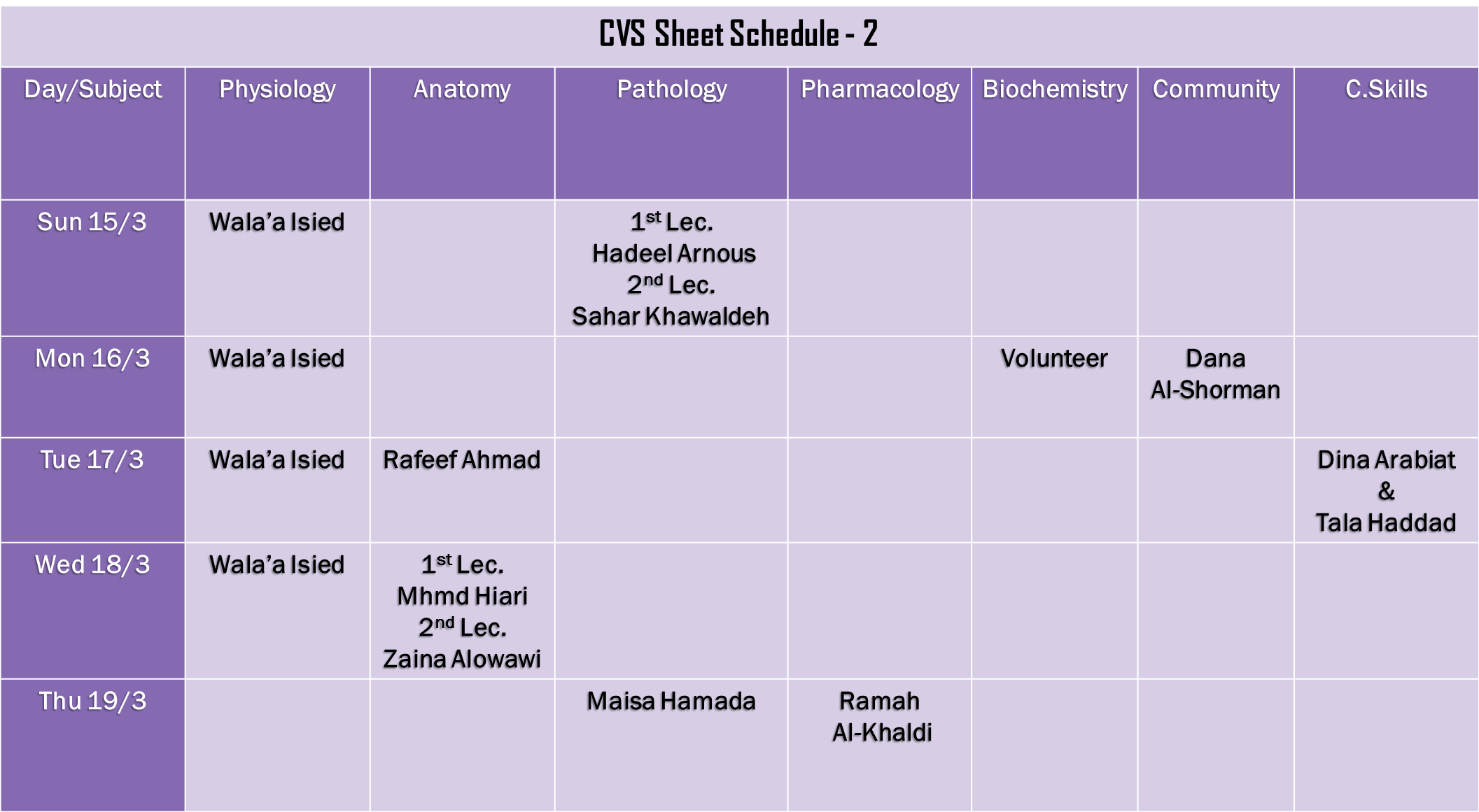 cvs schedule